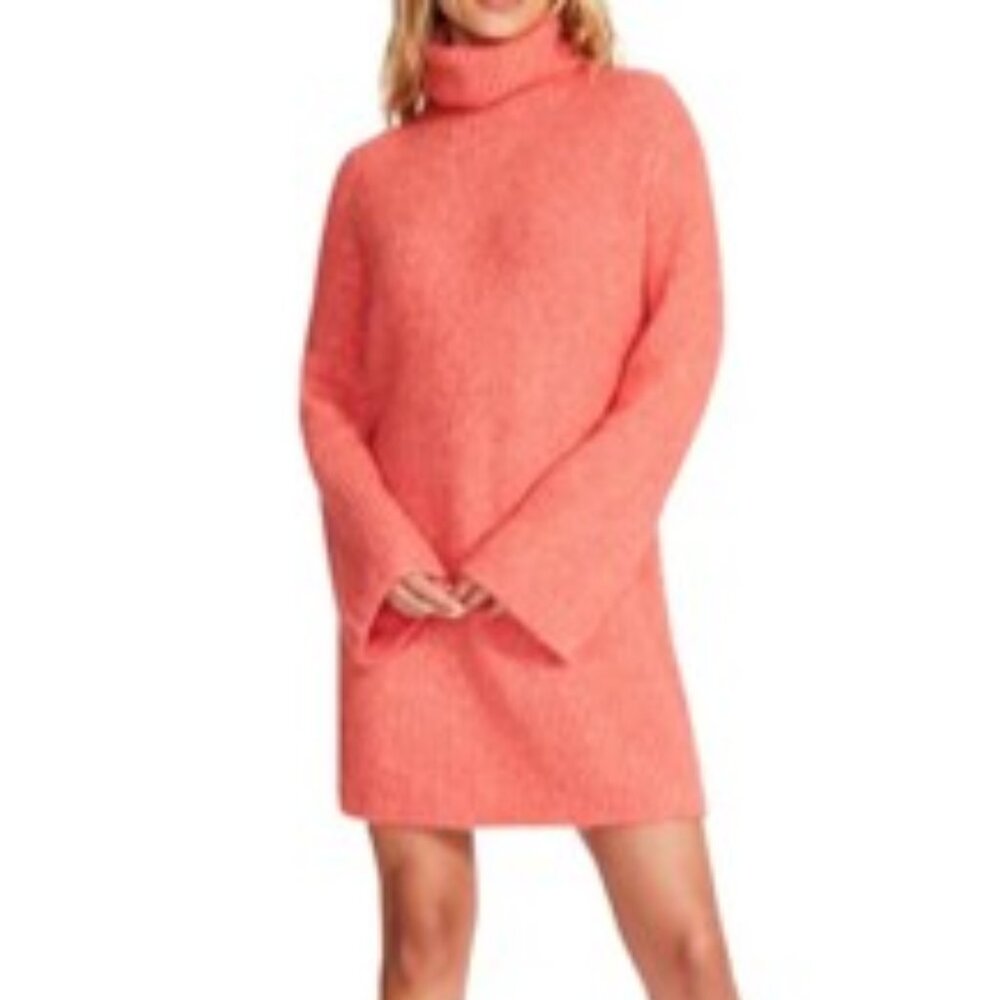 Steve Madden Orange Long Sleeve Turtleneck Abbie Sweater/Mini Dress Size XS NWT
